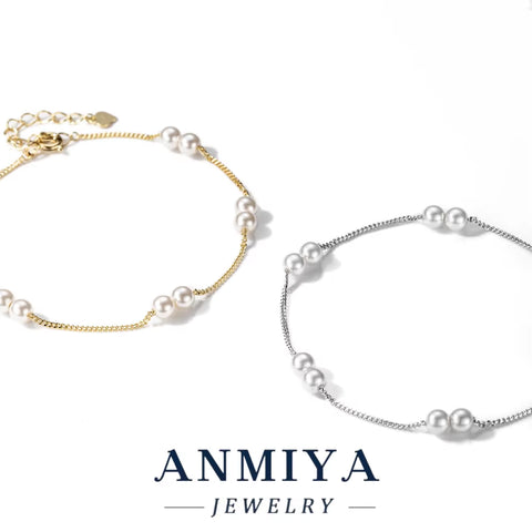 Handmade 925 Silver Jewelry Pearl Bracelet for Wedding Accessories with 6Mm Pearls and Sterling Clasp