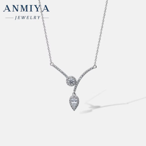 ANMIYA Temperament High Quality Original Silver 925 Chain Pendant Real Cubic Zircon Necklace for Women