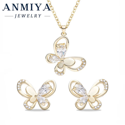 Romantic Butterfly Motif Silver 925 Set with Intricate Cutout Design Necklace and Earring Sets Lightweight Style for Daily