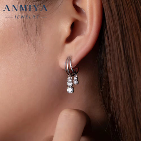 Temperament Jewelry Tassel Full of Diamond Zircon 925 Silver Long Tassel Earrings