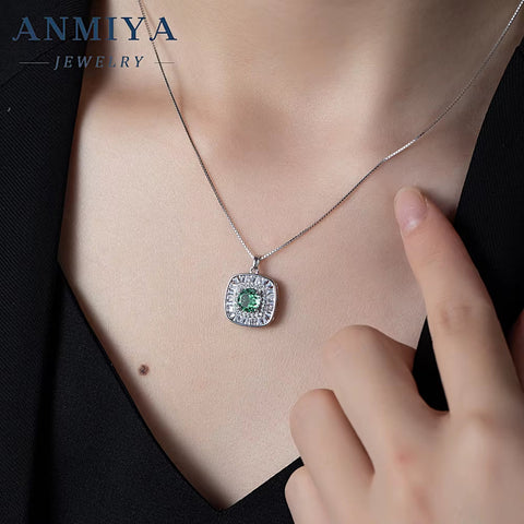925 Sterling Silver Necklace Woman Square Zircon Ice Flower Cut Diamond Pendant Wedding Gift High Jewelry Necklace