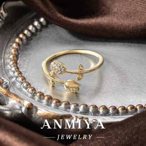 Wholesale 925 Silver Rose Adjustable Open Ring Modern Jewelry Bulk Stock for Festival/Wedding/Party Gifts