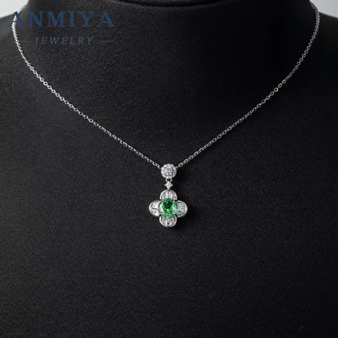 925 Sterling Silver Bling round Brilliant Ice Cut Cubic Zircon Women Four Leaf Clover Choker Pendant Fashion Jewelry Necklaces