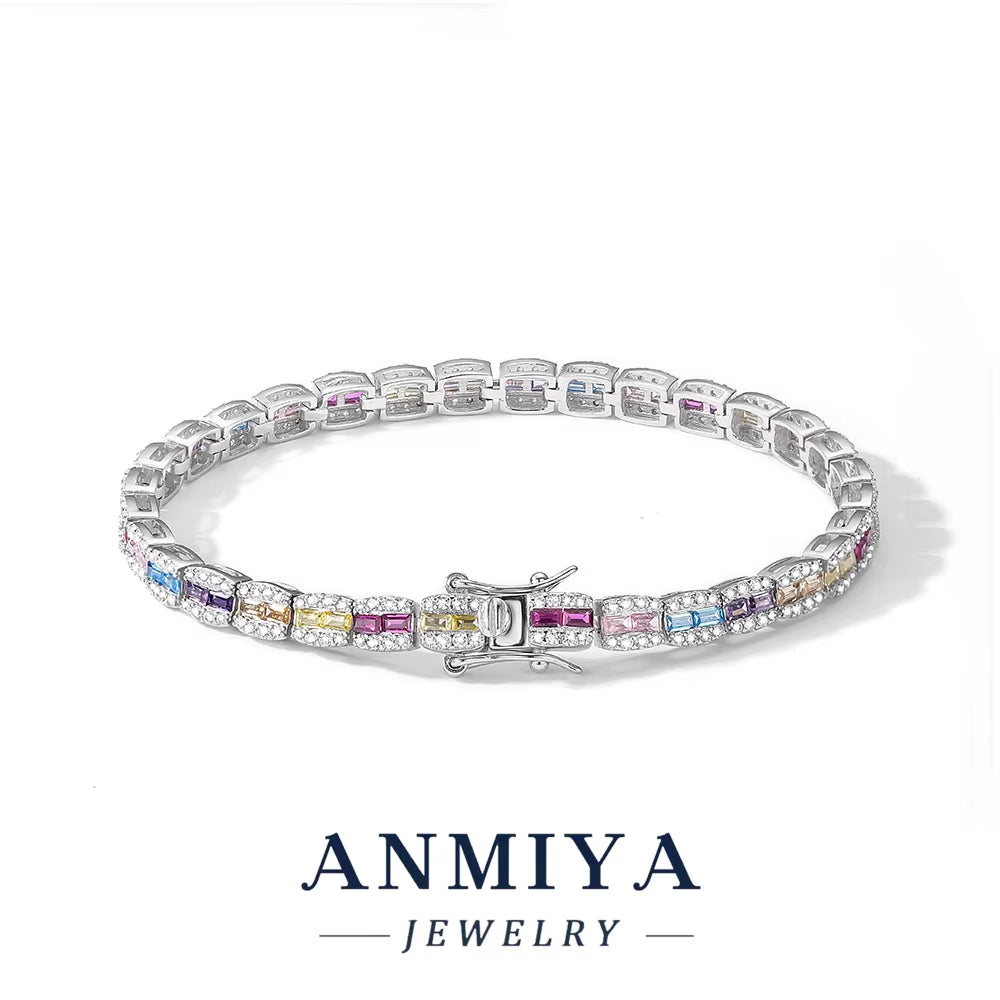 925 Sterling Silver Jewelry Handmade Dainty Silver Clover Bracelet with Cubic Zirconia for Women'S Lucky Charm Gift