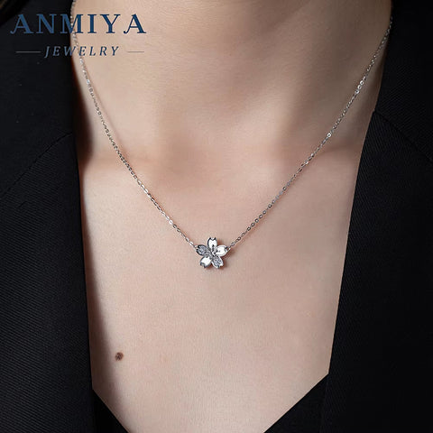 Fine Jewelry Necklaces Zircon Flower Necklace 925 Sterling Silver Sterling Fashion Jewelry Pendent Necklaces