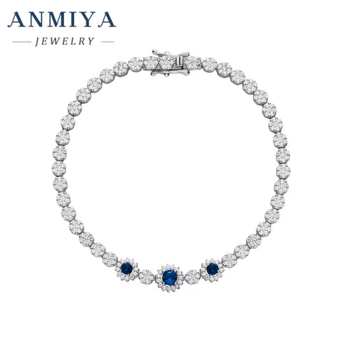 18K Gold Plated Tennis Chain round Green Blue Zircon Bracelet Unisex Fashion Women Jewelry for Weddings Parties Engagements