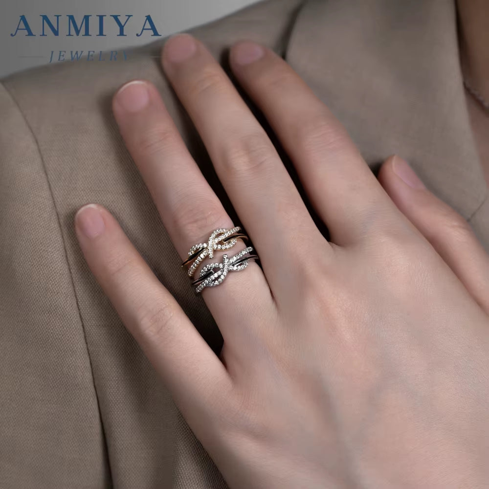 Symbolic Love Knot Pattern Ring Premium 925 Sterling Silver Anniversary Promise Jewelry Matching Couple Rings for Bulk Purchase