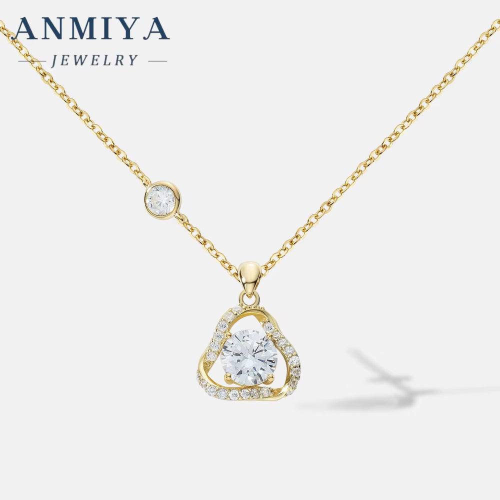 ANMIYA Customize Charms Pendant Zircon Stone 925 Silver 18K Gold Necklace Jewelry for Women
