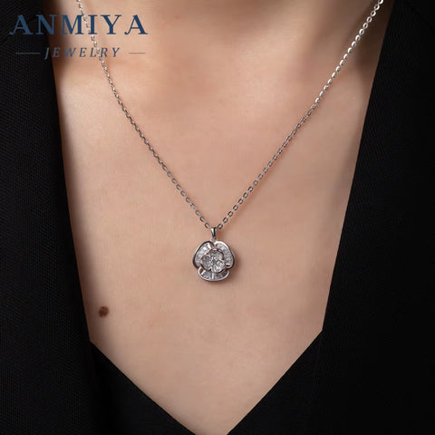 Wholesale Fashion Jewelry 925 Silver Clover Zircon Flower Pendant Necklace and Earrings Jewelry Sets Women