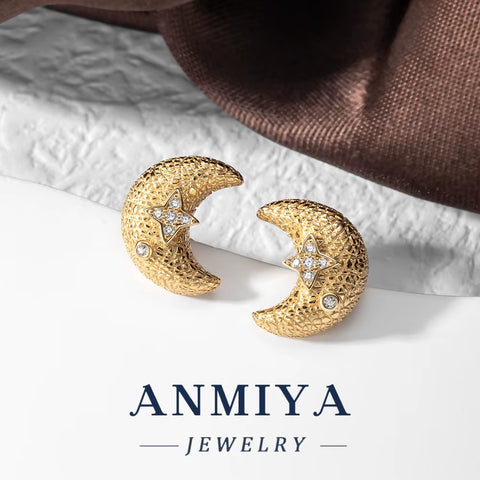 Silver 925 Jewelry Set - Moon 925 Necklace & Earring, Sterling Silver Modern Design