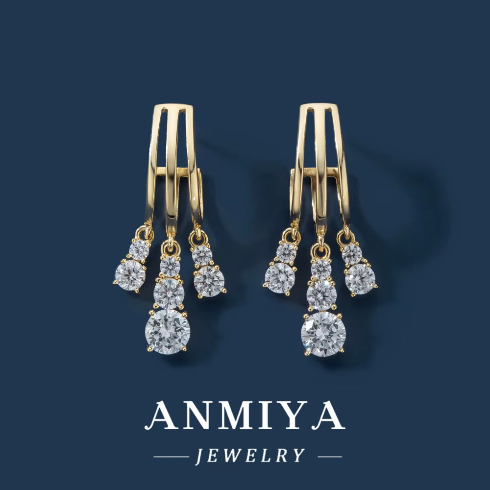 Temperament Jewelry Tassel Full of Diamond Zircon 925 Silver Long Tassel Earrings