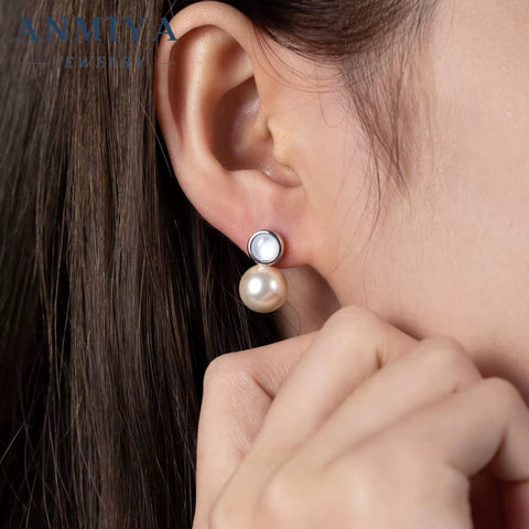 Wholesale Luxury Minimalist Baroque Pearl Cubic Zirconia Pearl Stud Earrings
