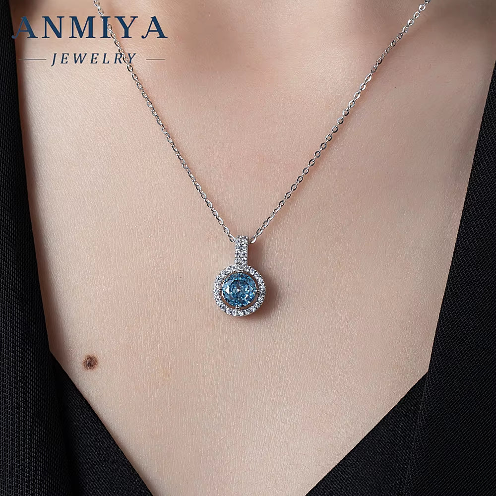 Iced Out Chain Pendant Diamond Custom Necklace Silver 925 round Brilliant Cut Zircon Jewelry Necklace