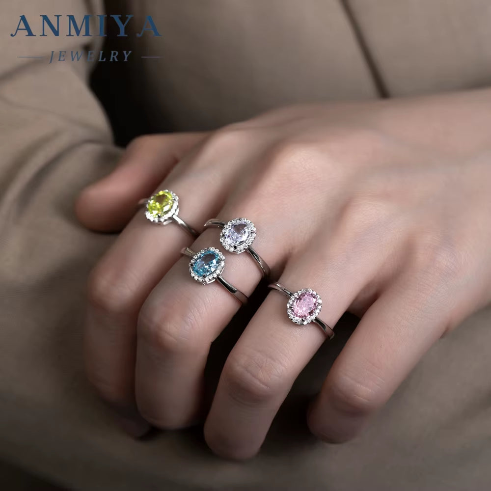 Geometric Cut Colorful Zircon Ring 925 Sterling Silver Hypoallergenic Zircon Jewelry Fashion Women'S Accessories for Wholesale