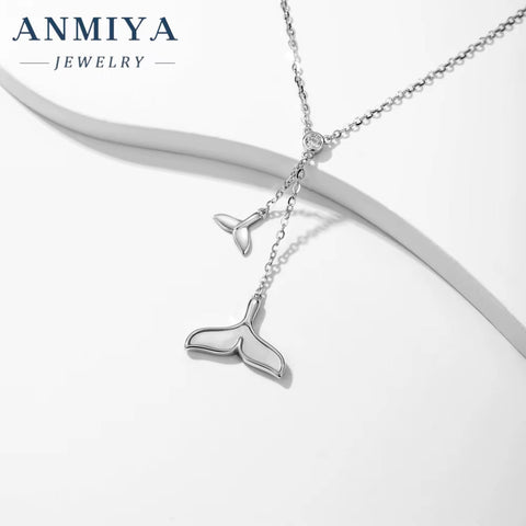 925 Sterling Silver Fishtail Necklace Light Luxury Collarbone Chain Female Niche Design Sense Necklace Jewelry