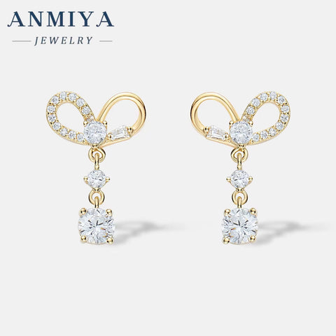 Fashion Heart Drop Zircon Earrings Jewelry Women 18K Gold Plated Zircon Earrings Heart Stud Earring Trendy for Women