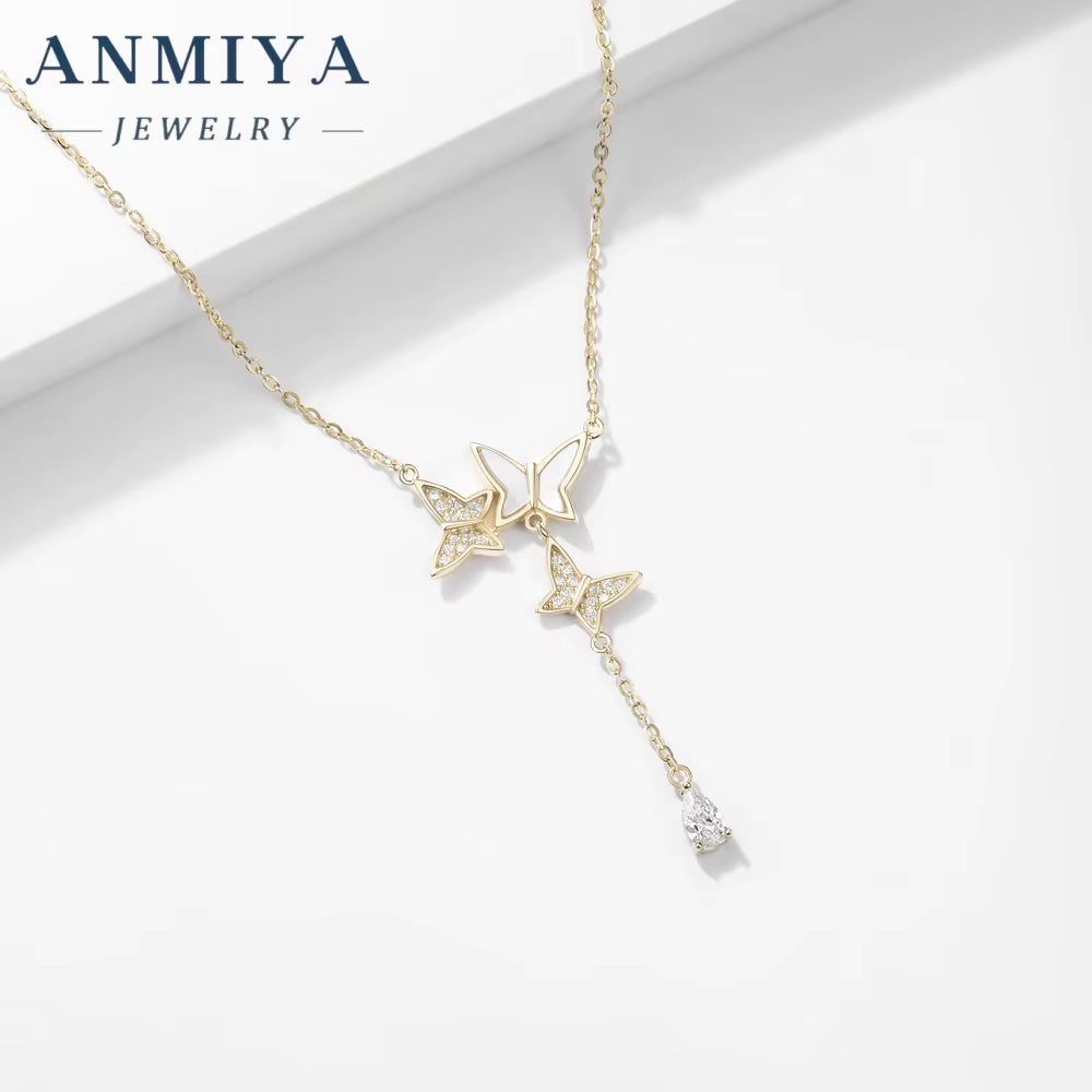ODM Customization Temperament Fine Jewelry Three Butterfly Pendant Necklace 925 Silver Necklace