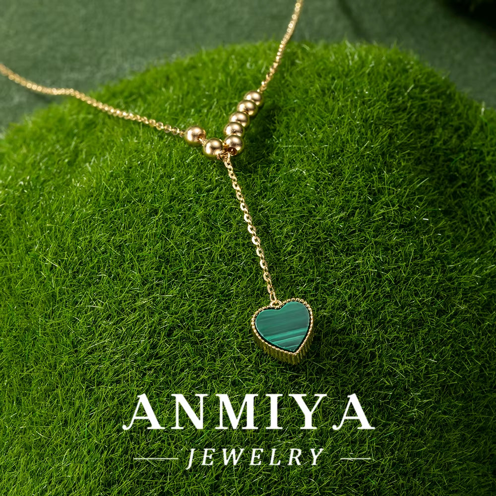 Elegant Silver Jewelry Collection: 925 Necklace with Stunning Malachite Gemstones - Perfect Gift for Her