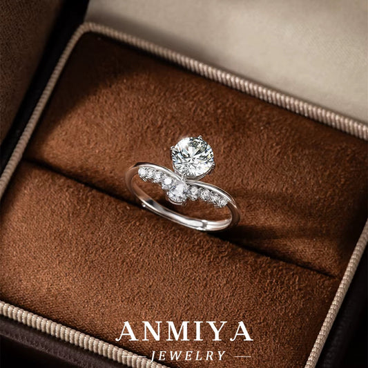 Retro Silver Jewelry Line - 925 Sterling Silver Vintage Moissanite Gemstone Ring for 1920S Theme Parties