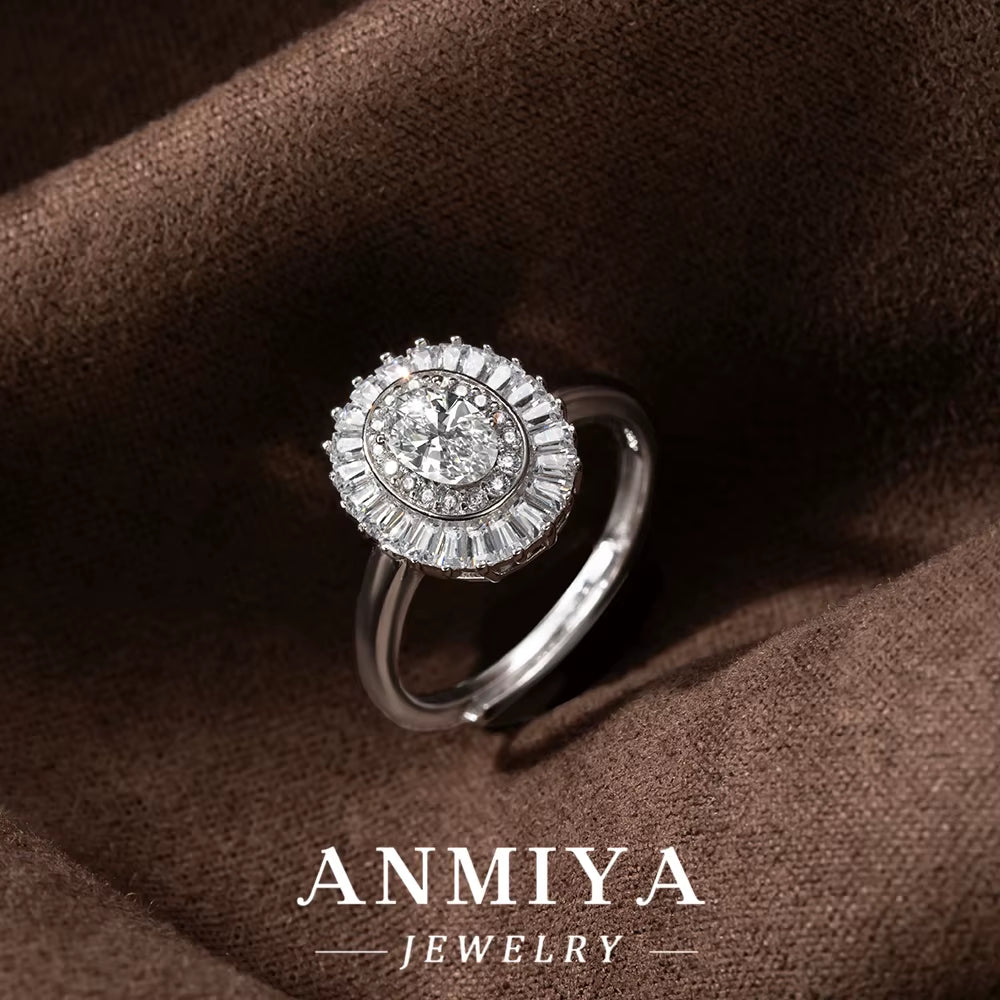 Festival Silver Jewelry - Eye-Catching 925 Sterling Silver Moissanite Cluster Ring for Christmas/New Year Celebration