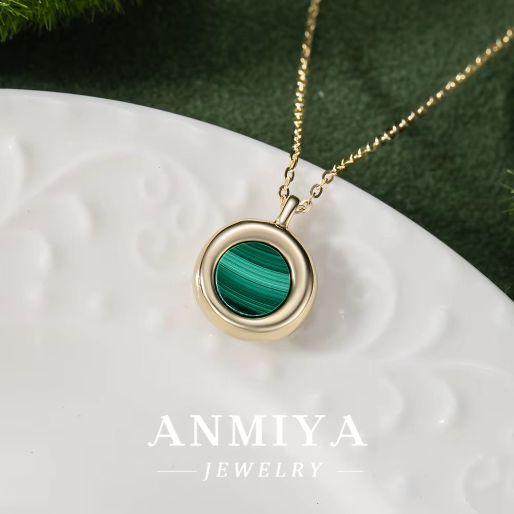 925 Silver Necklace with Genuine Malachite Stone | Handmade Sterling Silver Jewelry for Women | Elegant Green Gemstone Pendant