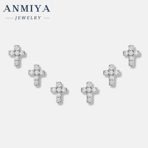 2024 Newest Style Color Zirconia Cross Sterling Silver 925 Jewellery Stud Earrings Set for Women Jewelry Accessories