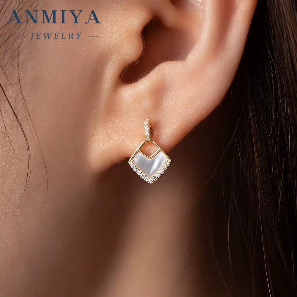 Wholesale Rhombus Earrings Women S925 Silver 18K Gold Cubic Zirconia Stud Dangle Stud Earrings for Women Fashion Jewlery