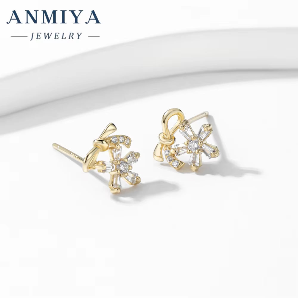 Minimalist Jewelry Bow Stud Earrings 18K Gold Plated Jewelry Waterproof S925 Sterling Silver Stud Earring