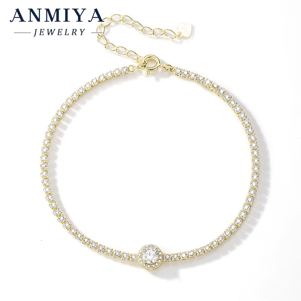 Wholesale Shining Golden Bracelet Women Trendy 925 Silver Tennis Bracelet Vintage Cubic Zircon Jewelry Design