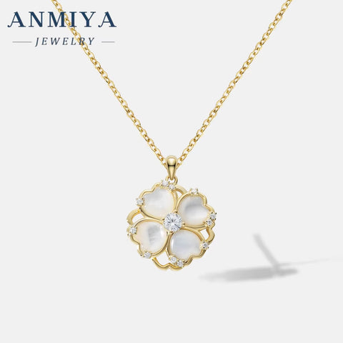 Wholesale Women Jewellery 925 Sterling Silver Four-Leaf Clover of Pearl Pendant S925 Necklace Jewelry for Bestfriend Jewelry