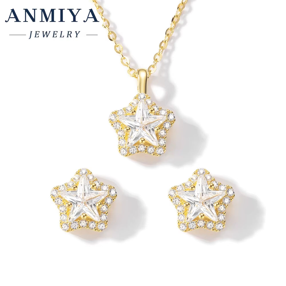 Everyday Silver 925 Star Jewelry Set, Versatile Sterling Silver Jewelry for Women, Lightweight 925 Silver Necklace & Earrings