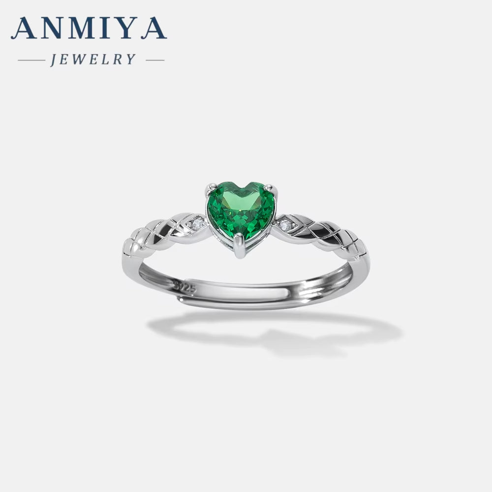 ANMIYA Pink Sapphire Diamond Ring Exquisite Radiant Zirconia Pink Heart Ring Different Design 925 Silver Large Diamond Rings Set