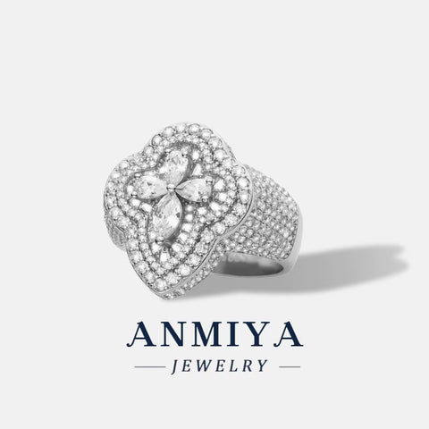 Trendy Unisex Gift Fashion Jewelry Clover Zircon Diamond Studded Ring for Wedding Engagement Party Anniversary