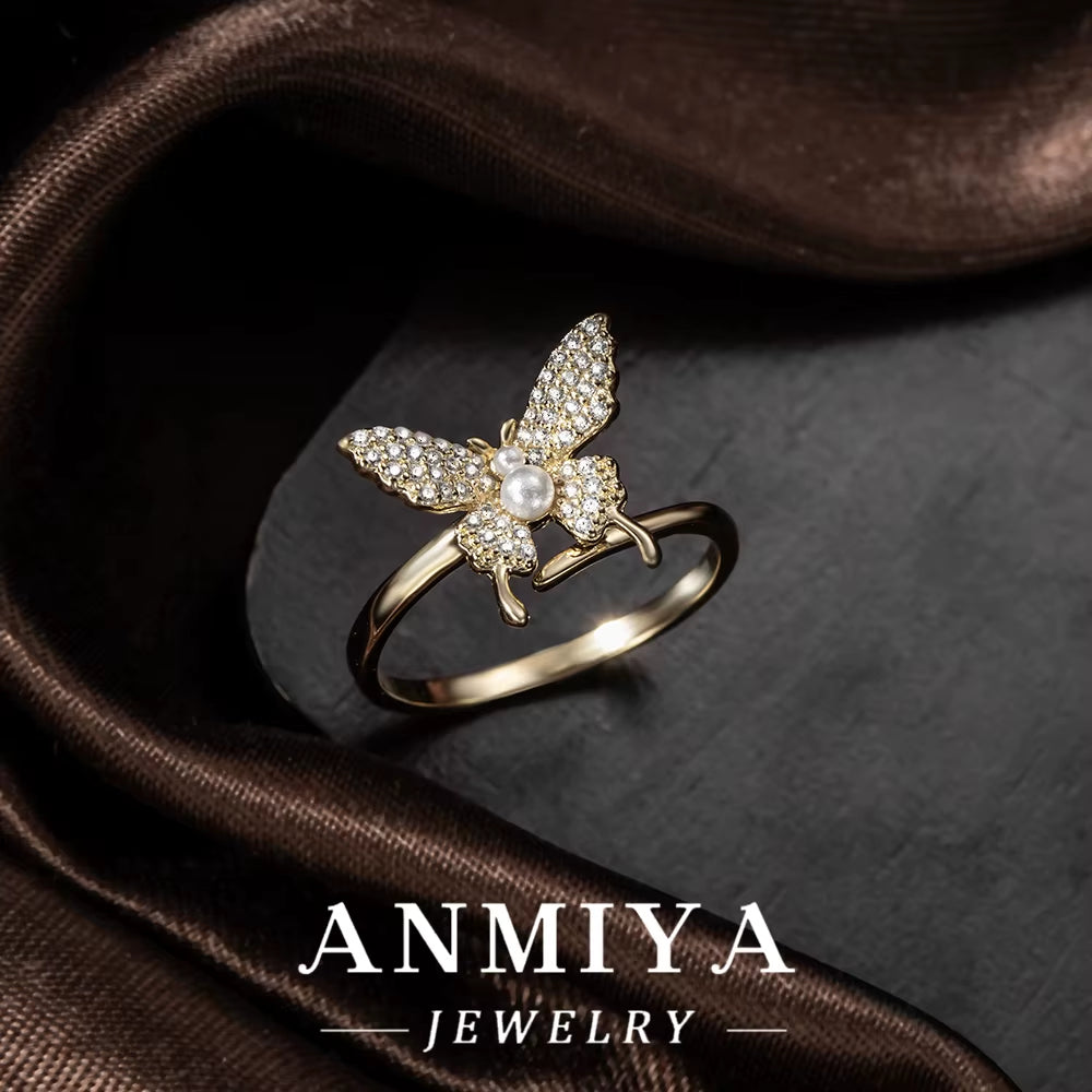 Elegant Butterfly Adjustable Silver Ring Anti-Tarnish Trendy Party Jewelry Women'S Fashion Accessories