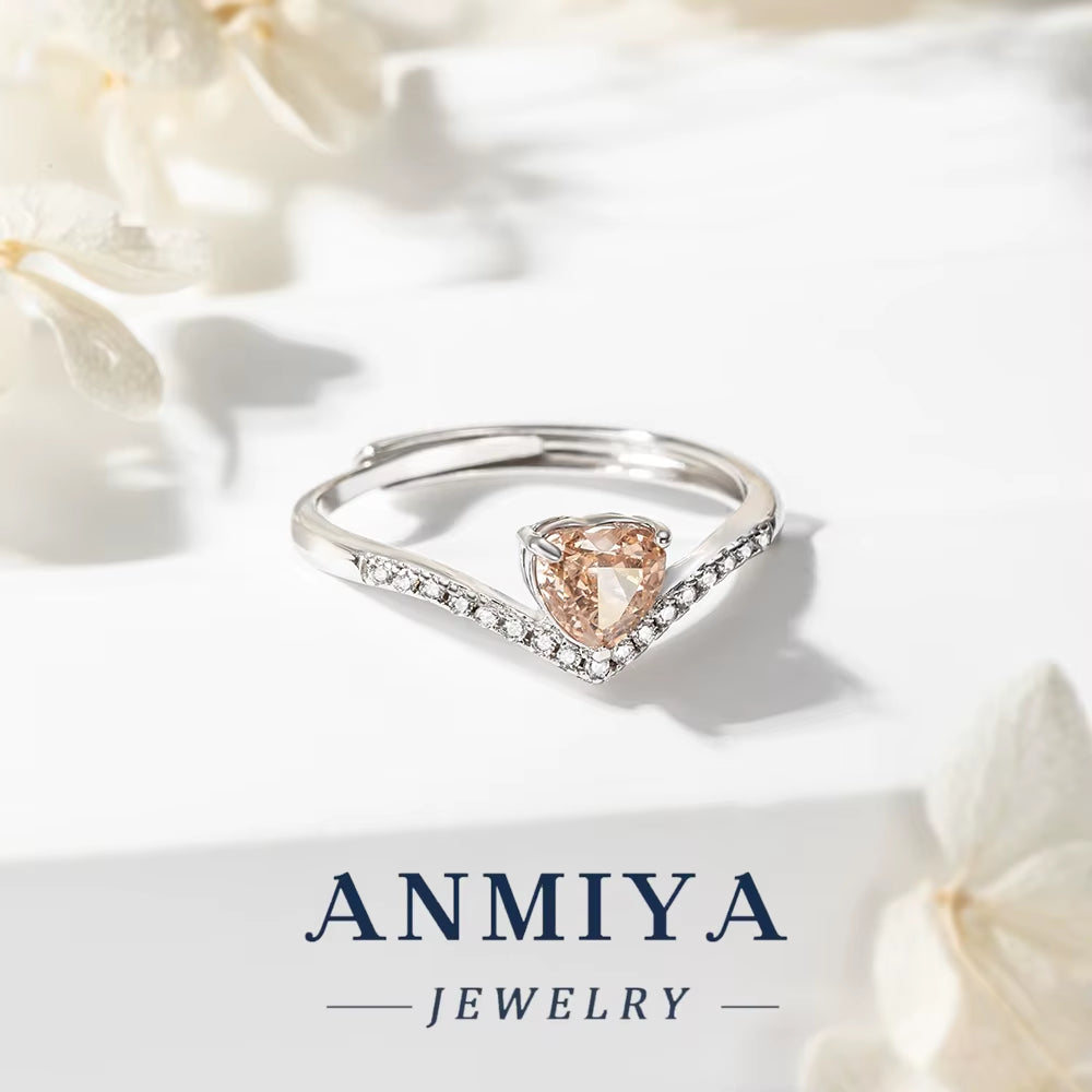 Wholesale 925 Heart Zircon Ring Luxury Silver Jewelry Bulk Stock for Anniversary/Gift/Women