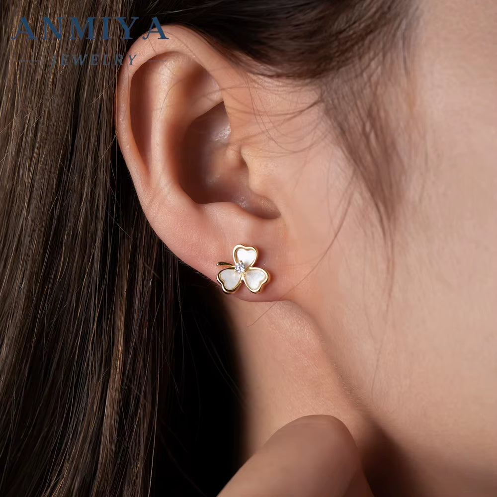Fashion Jewelry Clover Flower Earring 18K Gold Plated with AAA Zircon Jewelry Earrings