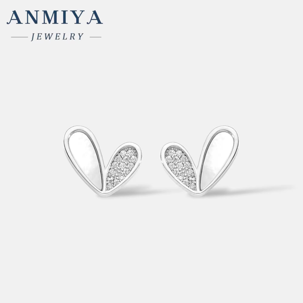 Womens Jewelry Earrings Engagement Wedding Bridal Brilliant Shining Zircon Diamond Silver Luxury Heart Stud Earrings