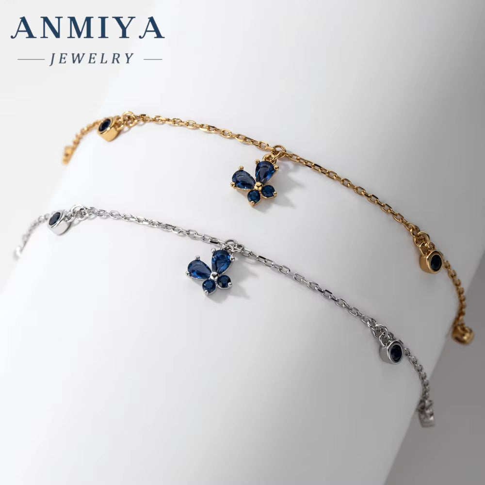 INS Fashion Bracelets Colorful Butterfly Charm Bracelet Fine 925 Silver Jewelry Bangle for Women