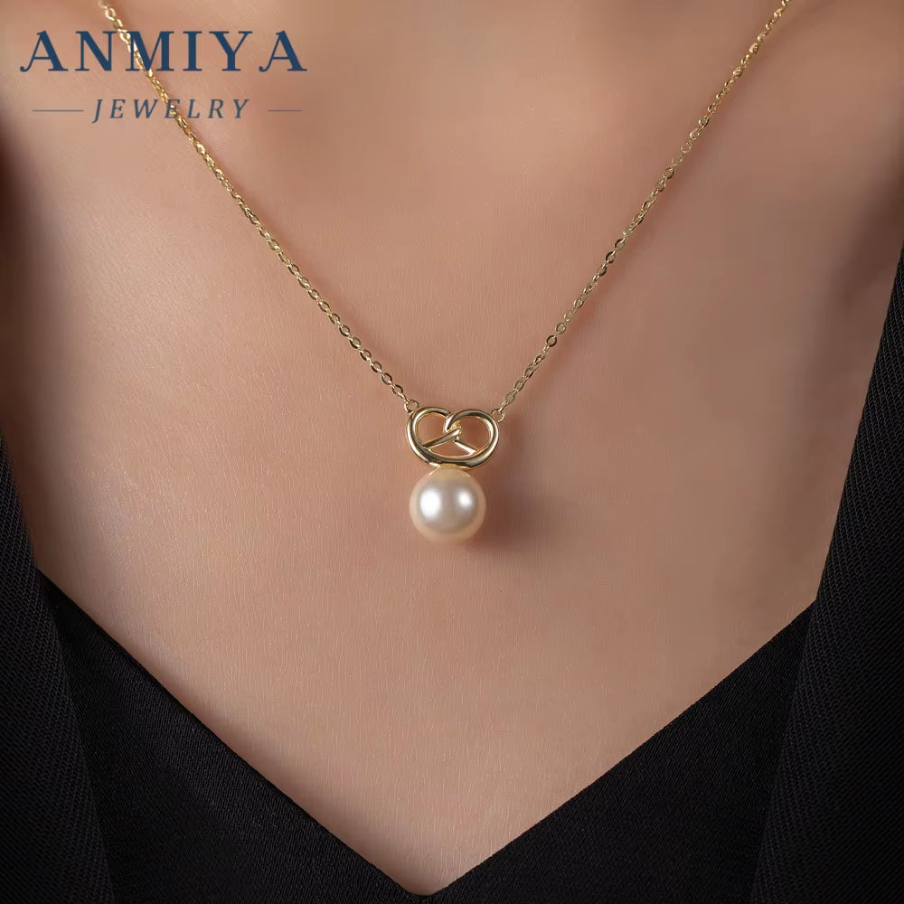 Minimalist Customize Heart Shape Fresh Water Pearl 925 Sterling Silver Women Charm Fashion Necklace for Women