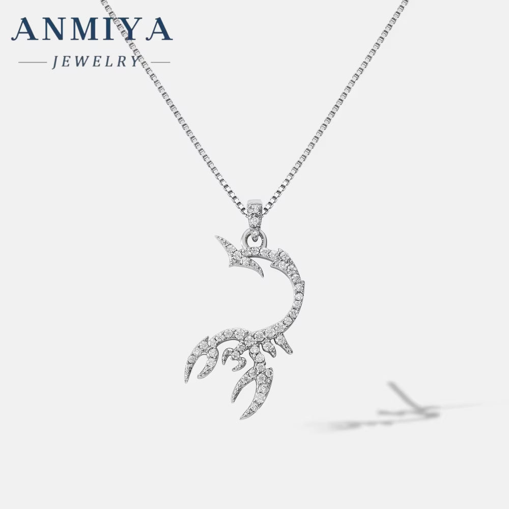 ANMIYA Punk Rock Scorpion King Pendant Animal Jewelry Cool 925 Silver Scorpio Men'S Boy'S Scorpion Pendant Necklace
