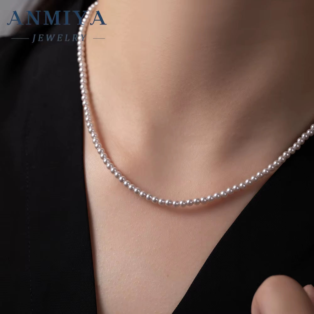 ANMIYA Elegant Minimalist Natural Freshwater Pearl Necklace Pearl Beaded Choker Necklaces for Women Pearl Jewelry