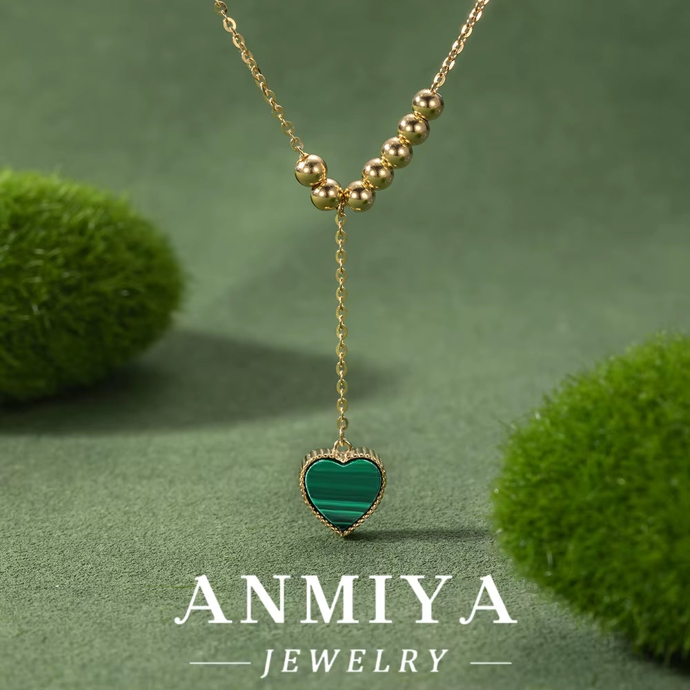 Elegant Silver Jewelry Collection: 925 Necklace with Stunning Malachite Gemstones - Perfect Gift for Her