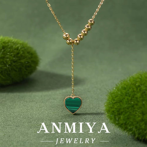 Elegant Silver Jewelry Collection: 925 Necklace with Stunning Malachite Gemstones - Perfect Gift for Her