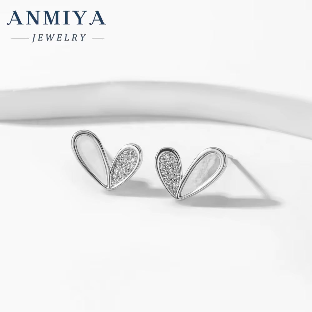 Womens Jewelry Earrings Engagement Wedding Bridal Brilliant Shining Zircon Diamond Silver Luxury Heart Stud Earrings