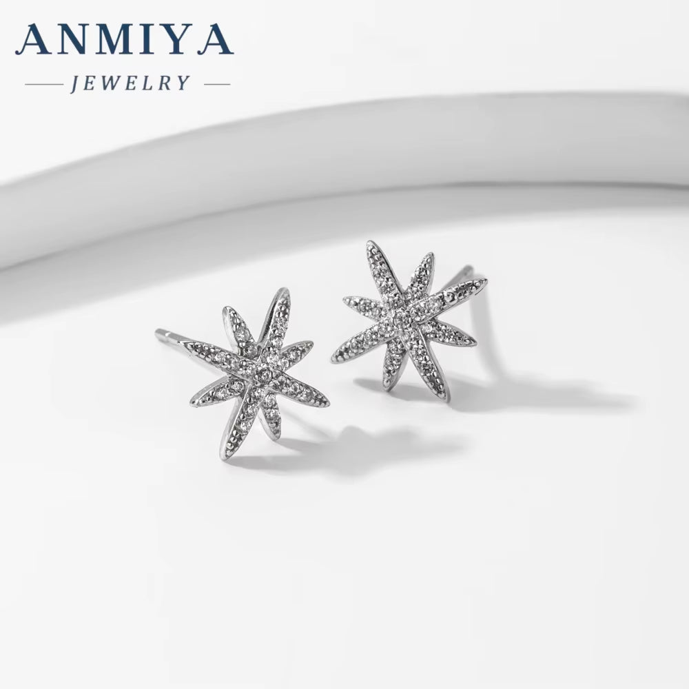 Latest Design Minimalist Octagram 925 Silver Classic Vintage Piercing Simple Earrings