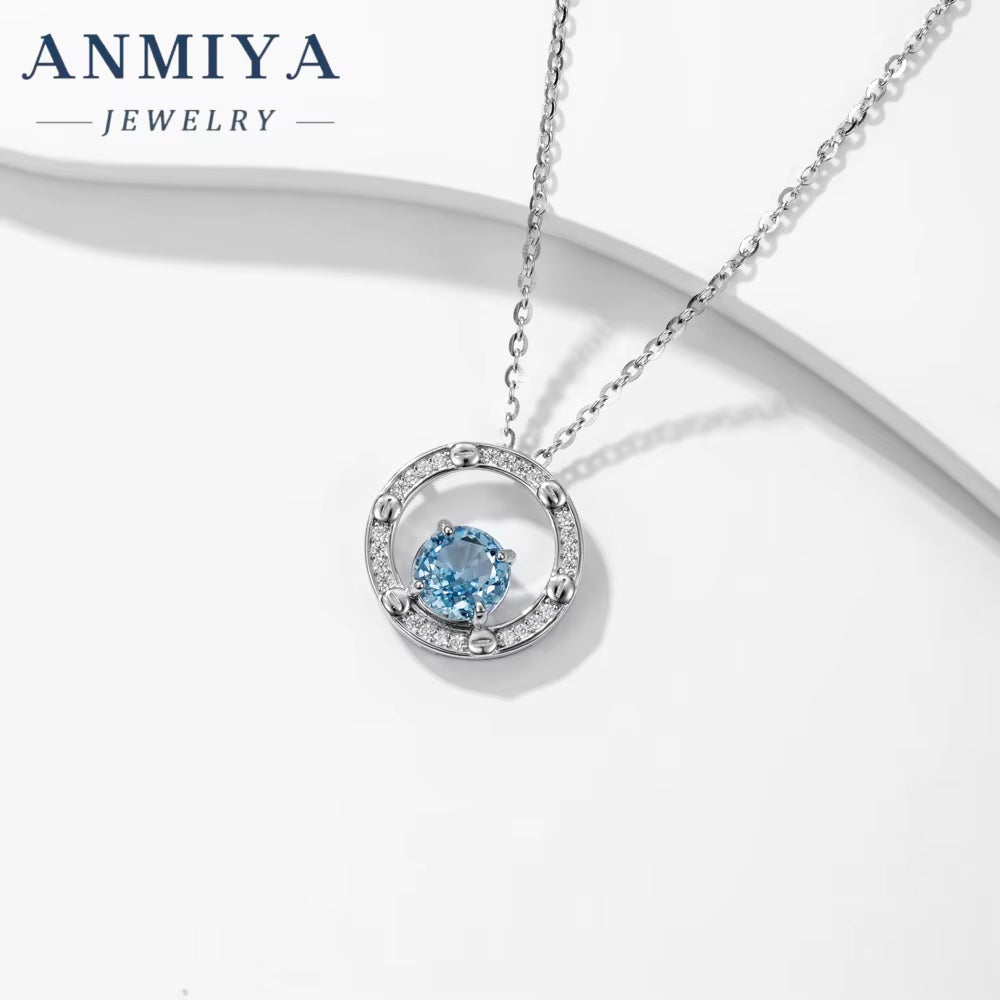 Luxury round Ice Cut Hollow Out round Shape Sapphire Emerald Necklace for Women