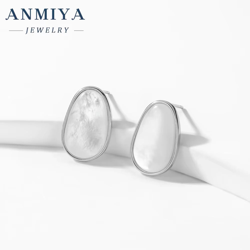 S925 Sterling Silver Korean Style White Shell Earrings Luxury Fashion Jewelry Wholesale Earrings