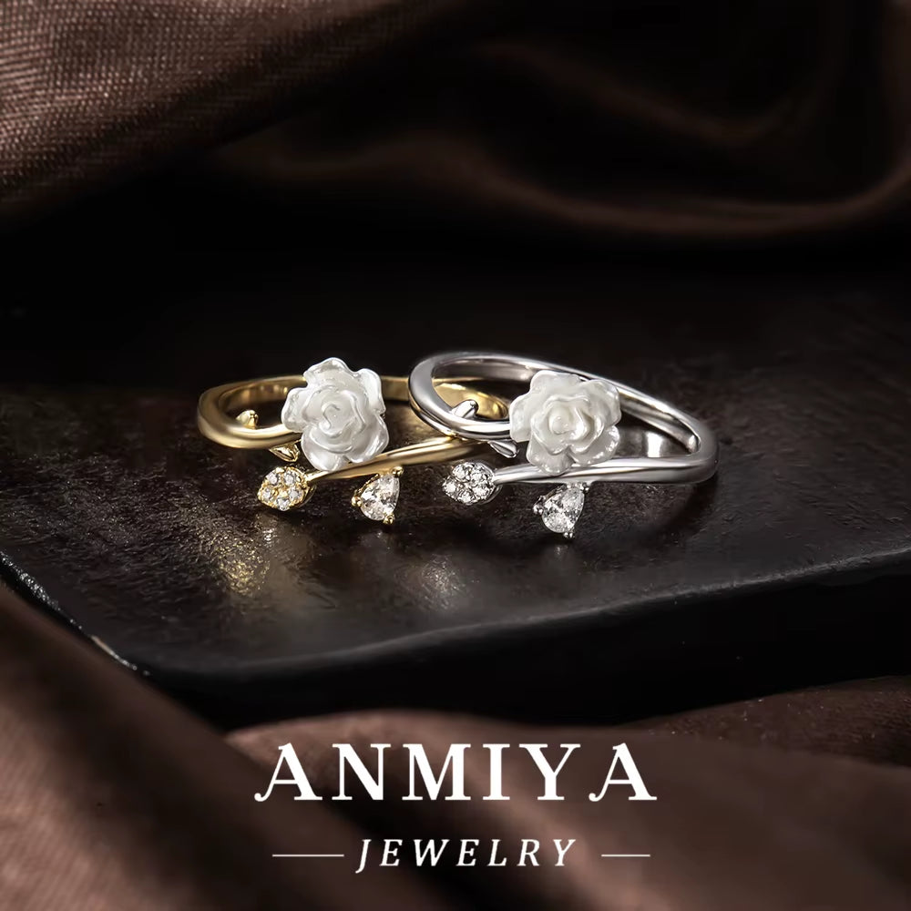 Wholesale 925 Adjustable Flower Ring Luxury Silver Jewelry Bulk Stock for Wedding/Anniversary/Gift