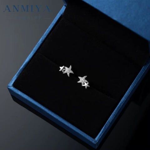 New Dainty Geometric Sea Star Dissymmetry Stud Earring for Women 18K Gold Plated 925 Silver Jewelry