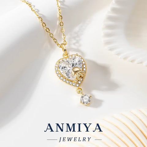 Hot Sell Silver Jewelry 925 Heart Shape Zircon Jellyfish Motif Necklace & Earring for Party Wear